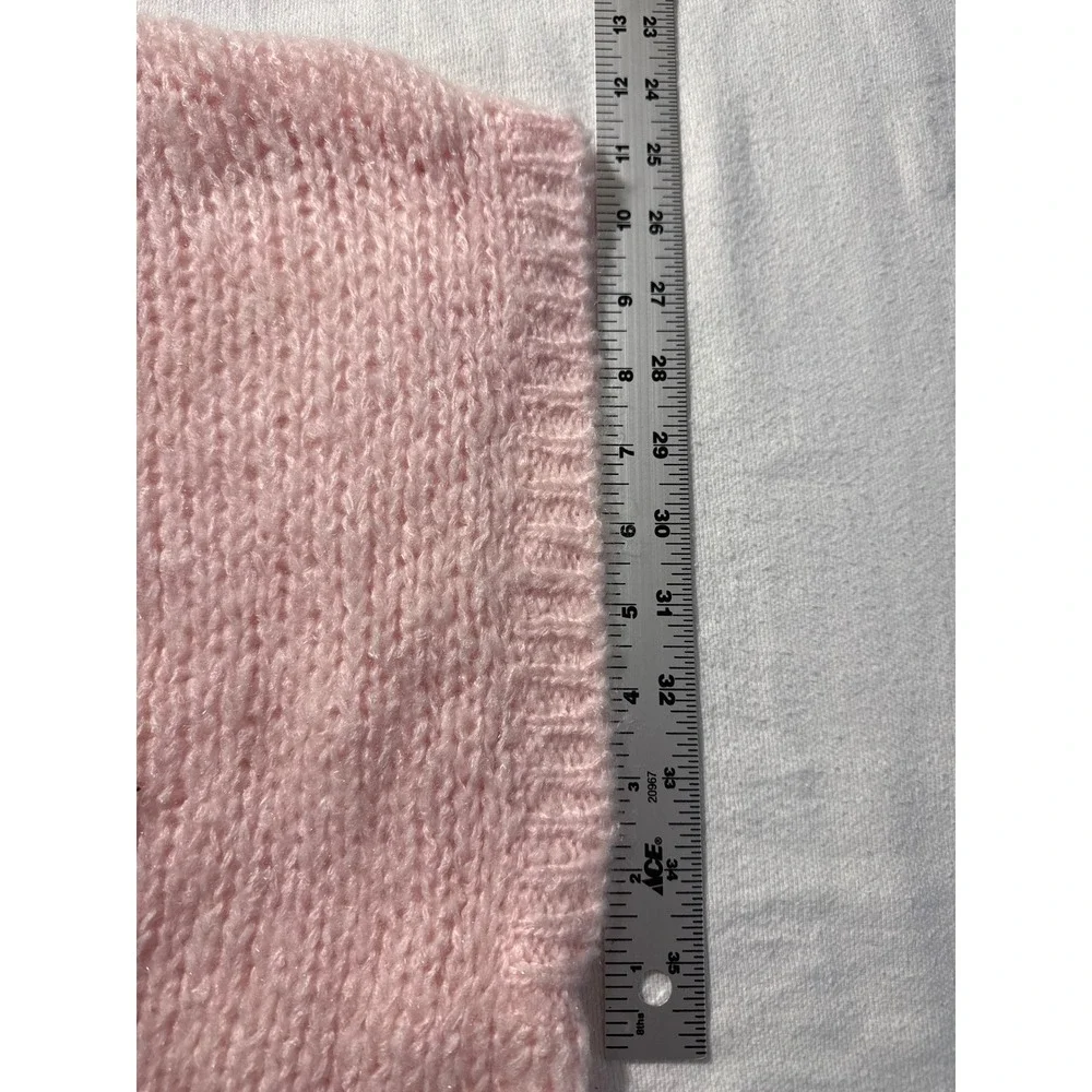 Idioms Vintage Pink Wrap Knit Sweater Vest Womens Large Wool Blend  V-Neck